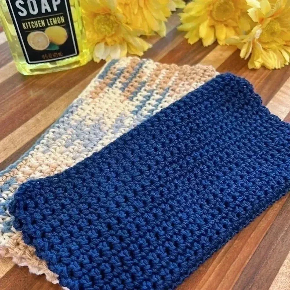 100% Cotton Handmade Washcloths - Set of 2